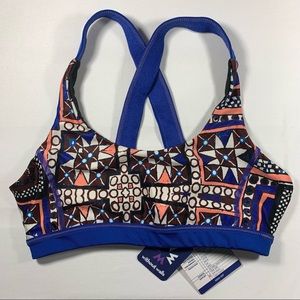 UO Without Walls Mosaic Sport Bra Blue Pink XS